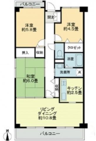 カランドリエ大篠(3LDK/4階)の間取り写真