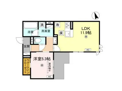 トリシア千躰(1LDK/1階)の間取り写真