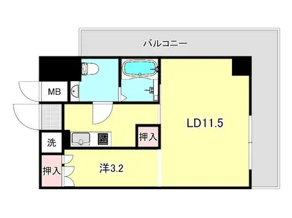 エス・キュート尼崎II(1LDK/12階)の間取り写真