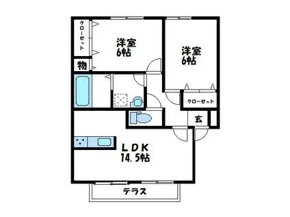 クレスト坂本C(2LDK/1階)の間取り写真