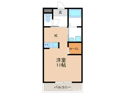 ジュネス徳次Q(1K/1階)の間取り写真