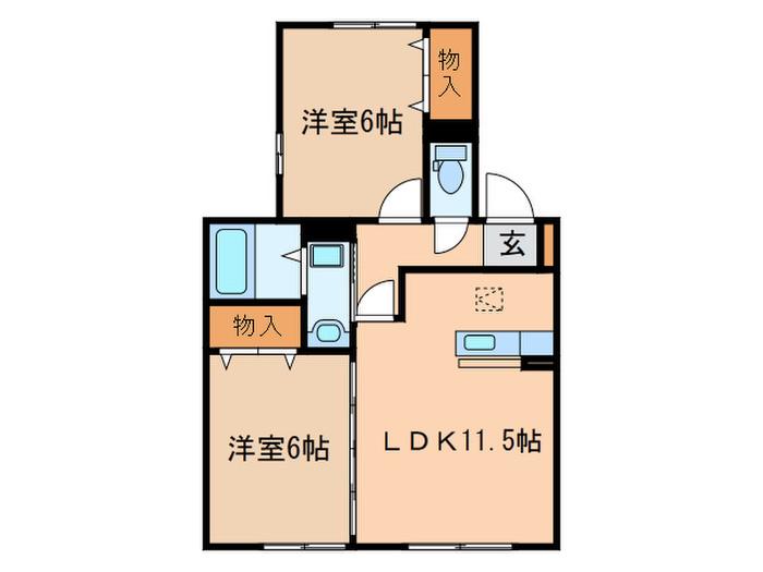 コットンハウス(2LDK/1階)の間取り写真