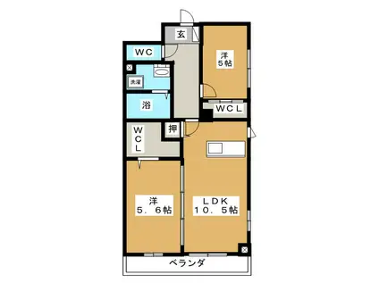 BRILLANTE(2LDK/3階)の間取り写真