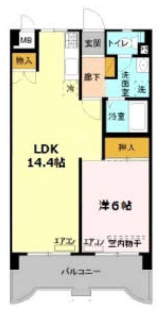 ティ・ワイパレス(1LDK/2階)の間取り写真
