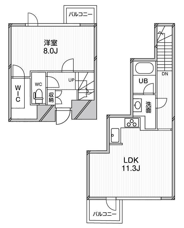 アーバンフラッツ目黒本町(1LDK/2階)の間取り写真