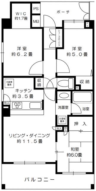 サクセス西高島平(3LDK/5階)の間取り写真