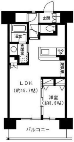 パークキューブ東品川(1LDK/7階)の間取り写真
