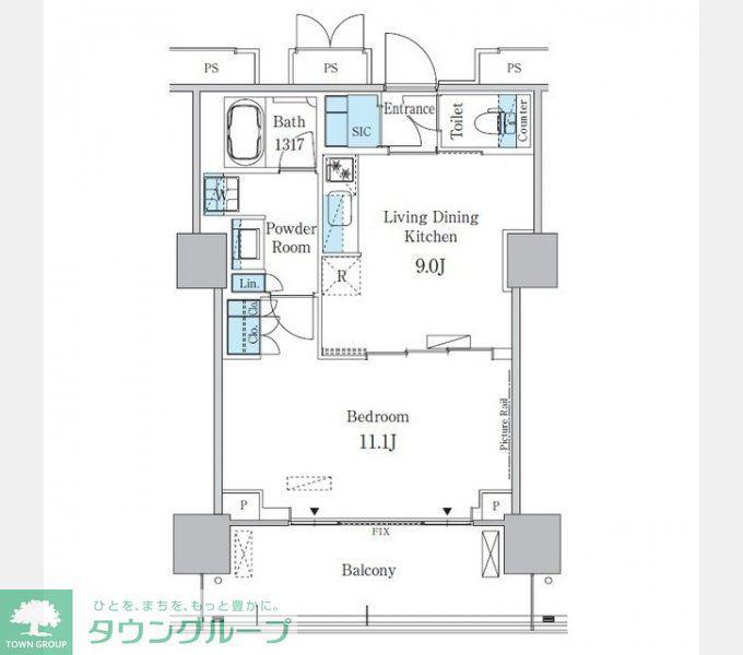 HARUMI FLAG PORT VILLAGE D棟(1LDK/14階)の間取り写真
