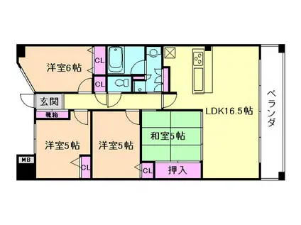 セイワパレス福島セントラルガーデン(4LDK/15階)の間取り写真