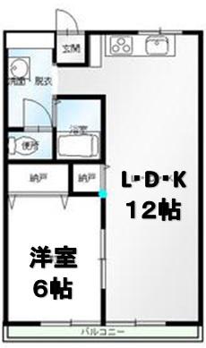 リーブルD(1LDK/2階)の間取り写真