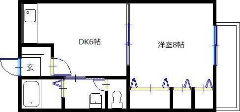 アンダンテ(1DK/2階)の間取り写真