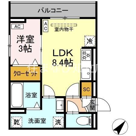 カーサ・クレール(1LDK/2階)の間取り写真