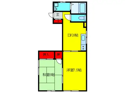 グレイシス王子A棟(2DK/1階)の間取り写真