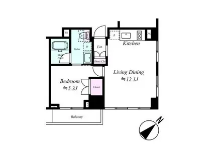 レヴィーガときわ台CLOB(1LDK/8階)の間取り写真