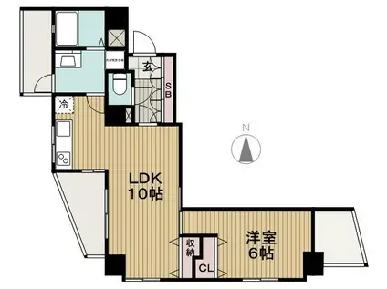 ポリフォニー三鷹(1LDK/6階)の間取り写真
