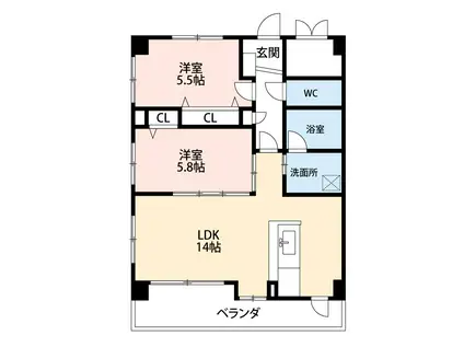 カーサグランデ(2LDK/3階)の間取り写真