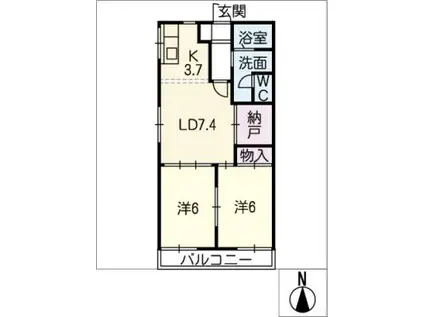 サニー三好(2LDK/1階)の間取り写真