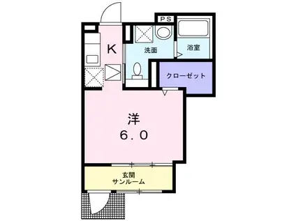 ヌイカマナ(1K/1階)の間取り写真