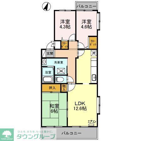 コーポレート東浦和1号棟(3LDK/3階)の間取り写真