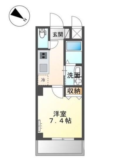 LE BONHEUR DE 三国ヶ丘(1K/2階)の間取り写真
