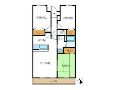 シャルマンドミール(3LDK/2階)の間取り写真