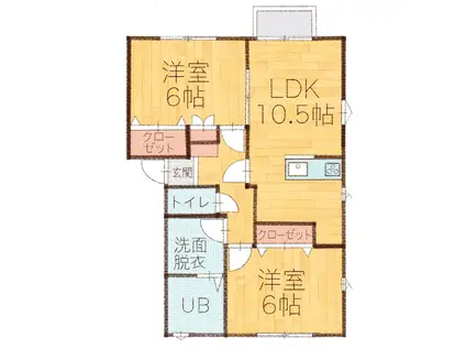 L COLLECTION横越中央A棟(2LDK/2階)の間取り写真