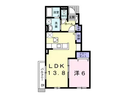 リヴェール竹田(1LDK/1階)の間取り写真