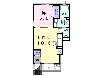 ポルト ボヌール(1LDK/1階)の間取り写真