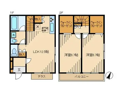 コンフォートヒル(2LDK/1階)の間取り写真