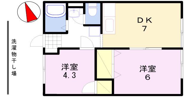 サンシティ桂(2DK/1階)の間取り写真