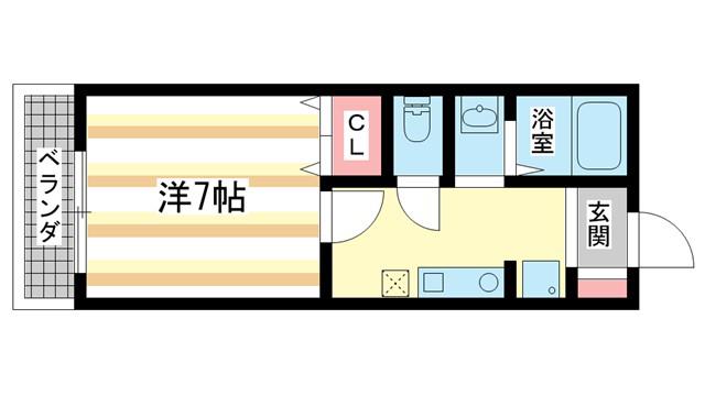 カラコレス(1K/1階)の間取り写真