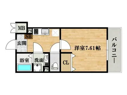 EXハイツ東新町III(1K/3階)の間取り写真