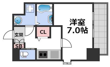 リデア南堀江(1K/13階)の間取り写真