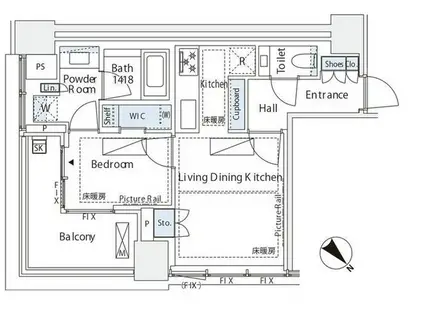 パークコート虎ノ門(1LDK/9階)の間取り写真