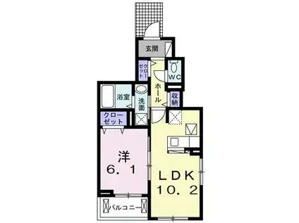 カルム ヴィラージュ(1LDK/1階)の間取り写真