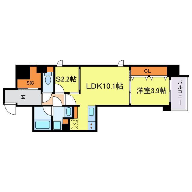 アーバネックス堺筋本町(1SLDK/11階)の間取り写真