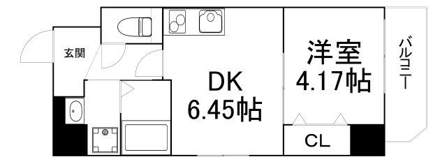 アートレジデンス上町(1LDK/6階)の間取り写真
