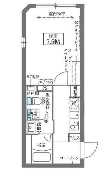 COCOCUBE大井町(1K/1階)の間取り写真