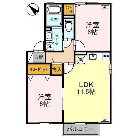 リトル・K B(2LDK/2階)の間取り写真