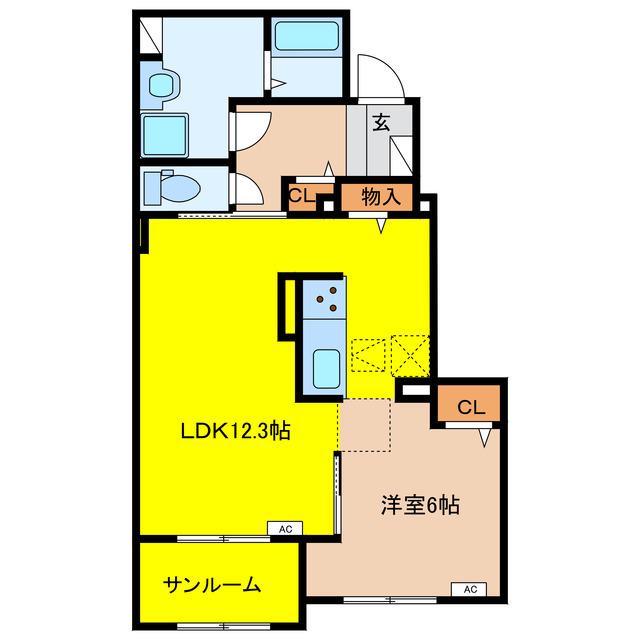 アロッジオ III番館(1LDK/1階)の間取り写真