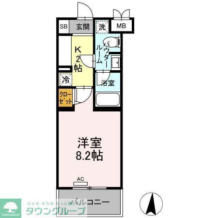 ファンディ平塚(1K/5階)の間取り写真