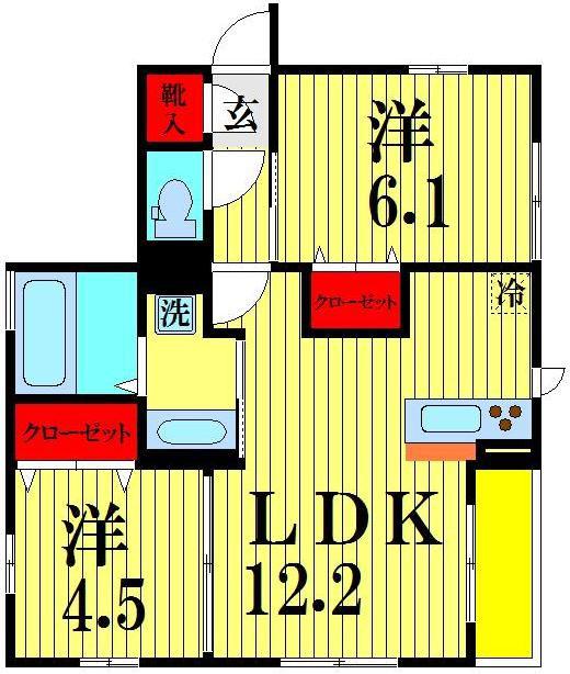 ブリアールIII(2LDK/1階)の間取り写真