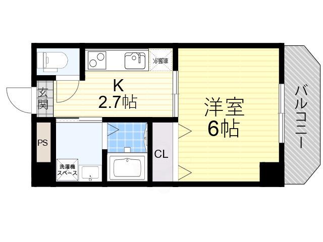 双輪建物第八コーポ(1K/3階)の間取り写真