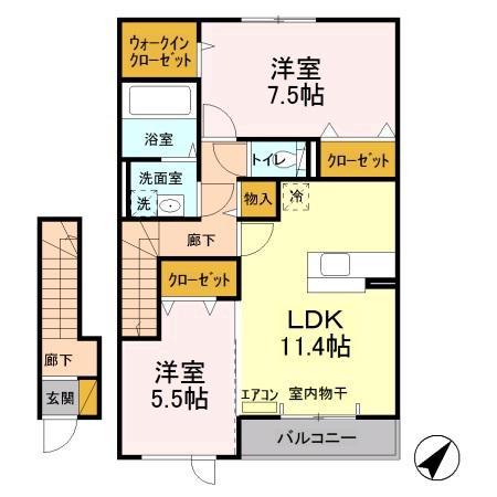 クリアシーズンズC号棟(2LDK/2階)の間取り写真