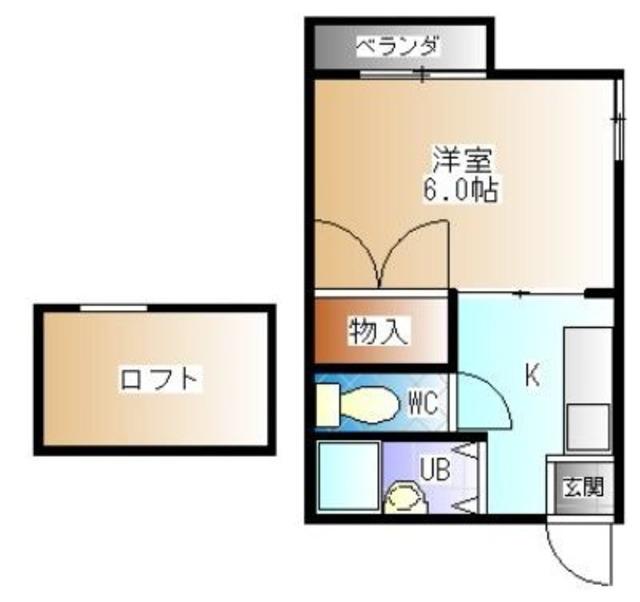 サンフラワー市川(1K/2階)の間取り写真