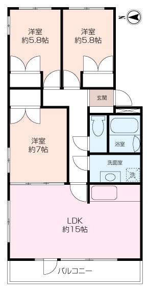 グリューンベルグ生田(3LDK/3階)の間取り写真