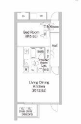 プライムアーバン市谷仲之町(1LDK/4階)の間取り写真