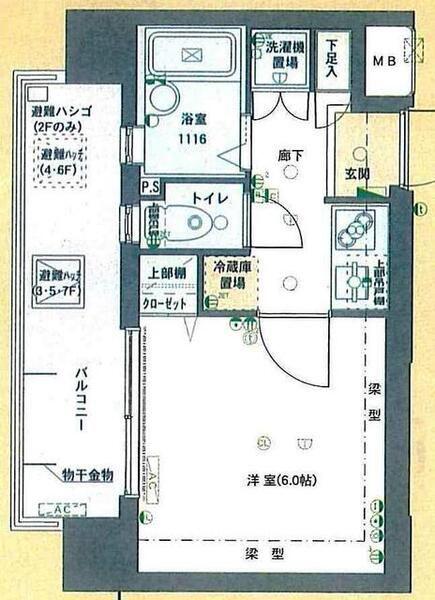 プレール高円寺(1K/6階)の間取り写真