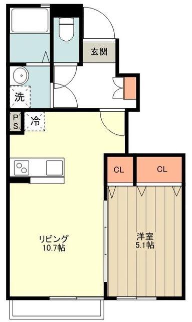 デュラカーサウーノ(1LDK/1階)の間取り写真