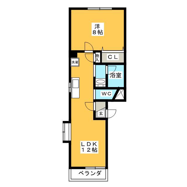 ヴィブレつばさフォー(1LDK/1階)の間取り写真